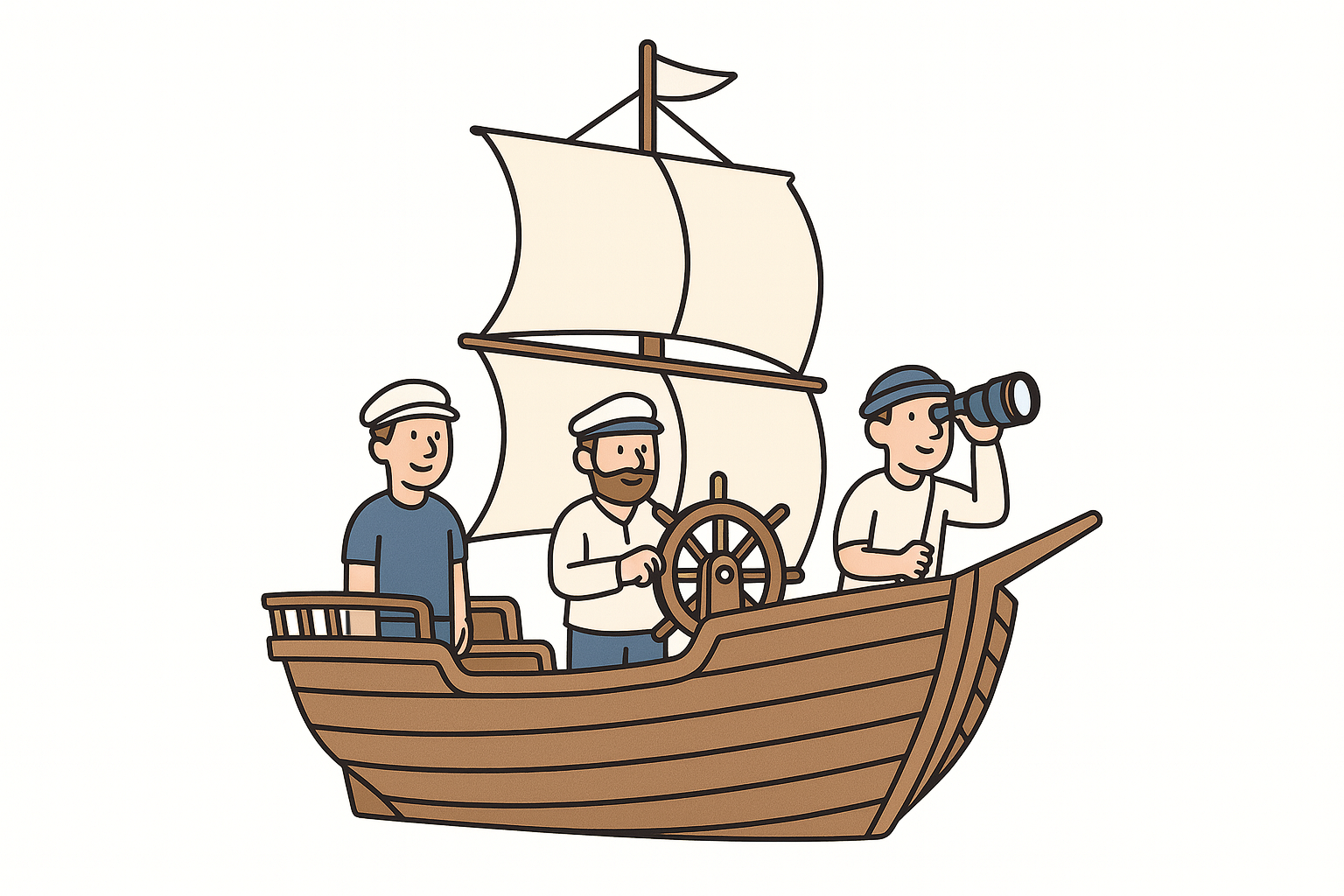 エンジニアAhoi！のコンセプトを表現する船のイラスト - 距離を越えてつながる技術者の象徴